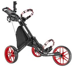 CaddyTek EZ-Fold 3 Wheel Golf Push Cart, Red